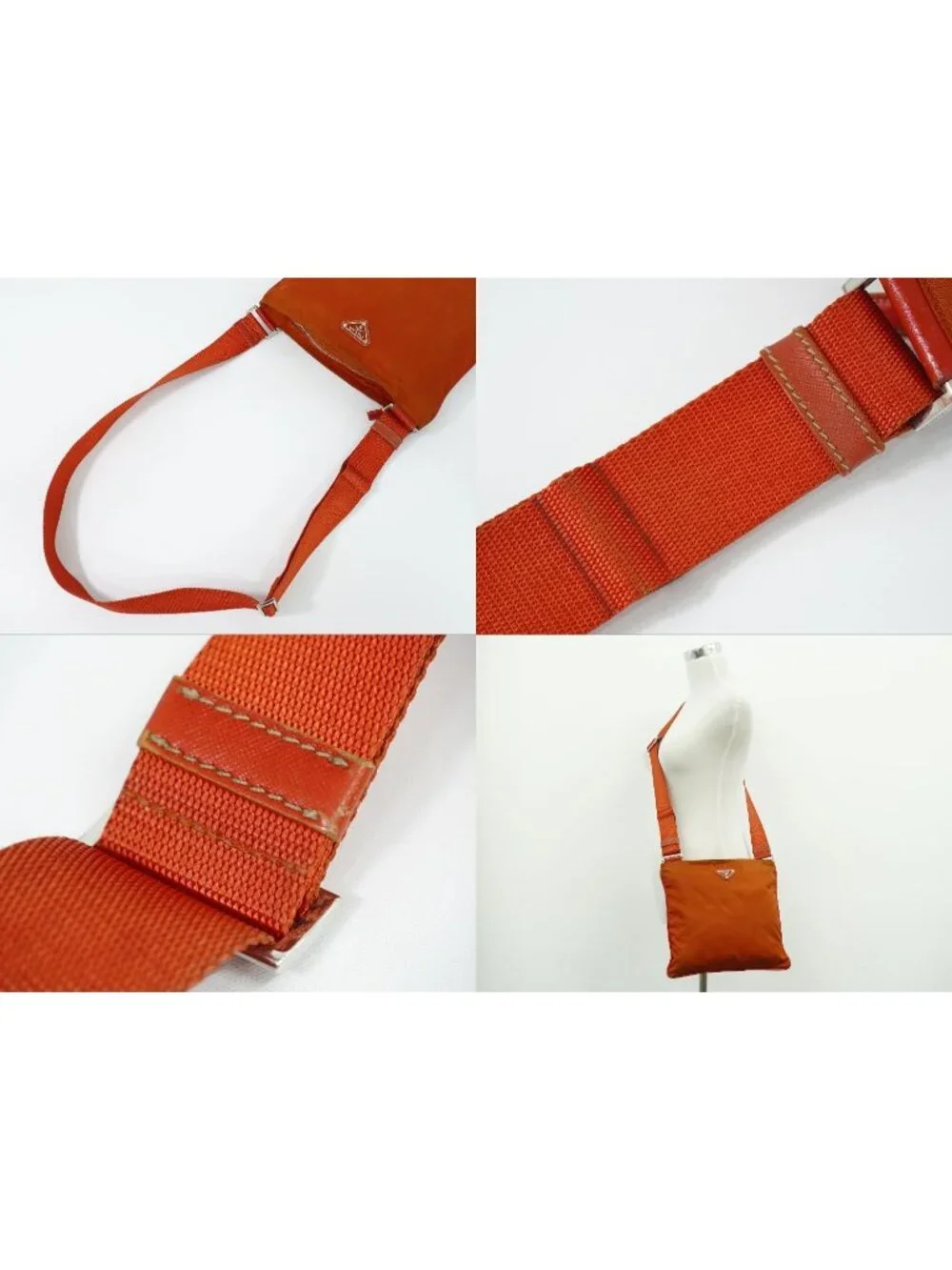 Prada Nylon Shoulder Bag Pochette Orange